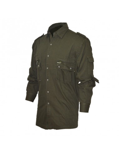 Camicia Multitasche Cotone Rip Verde...
