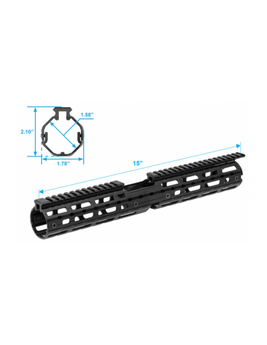 HANDGUARD M4/AR15 15" DROP-IN M-LOK -...