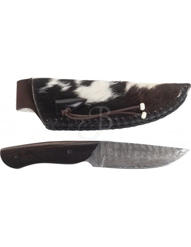 Couteau De Chasseur Damas En Ébène -...