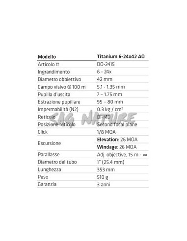 Titanium scope 6-24x42 Ao Mildot -...
