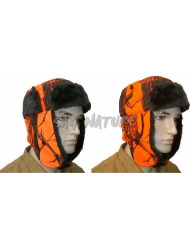 Orange hat with ear covers and fleece...