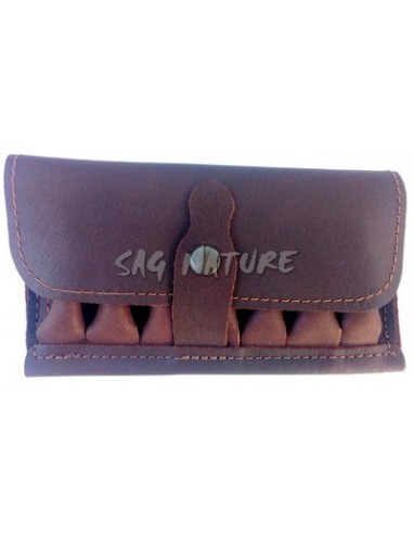 Dark Cowhide Pouch 6 Covered Cells -...