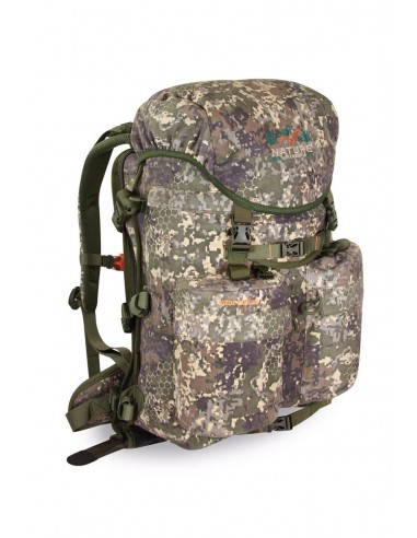 Suede camo backpack with book opening...