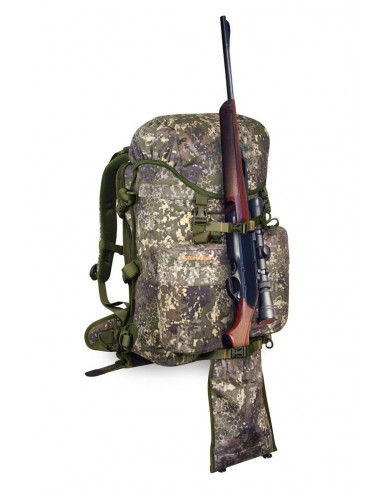 Suede camo backpack with book opening...