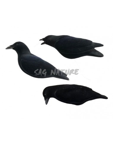 Flocked Crow Set - 3 Piece Pack -...