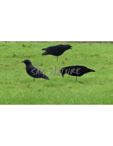 Flocked Crow Set - 3 Piece Pack -...