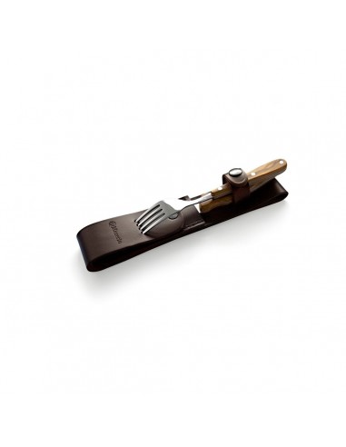 Knife + Fork Set Olive Handle With...