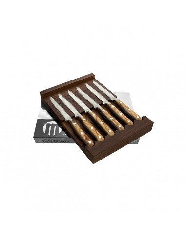 Whole Wooden Box 6 Steak Knives Olive...